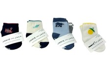 Janie And Jack Socks Lot Of 5 Size 0-3M Trains Fish Bear Lemon
