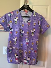 PEANUTS Snoopy Design Uniform Scrub Top Size XS