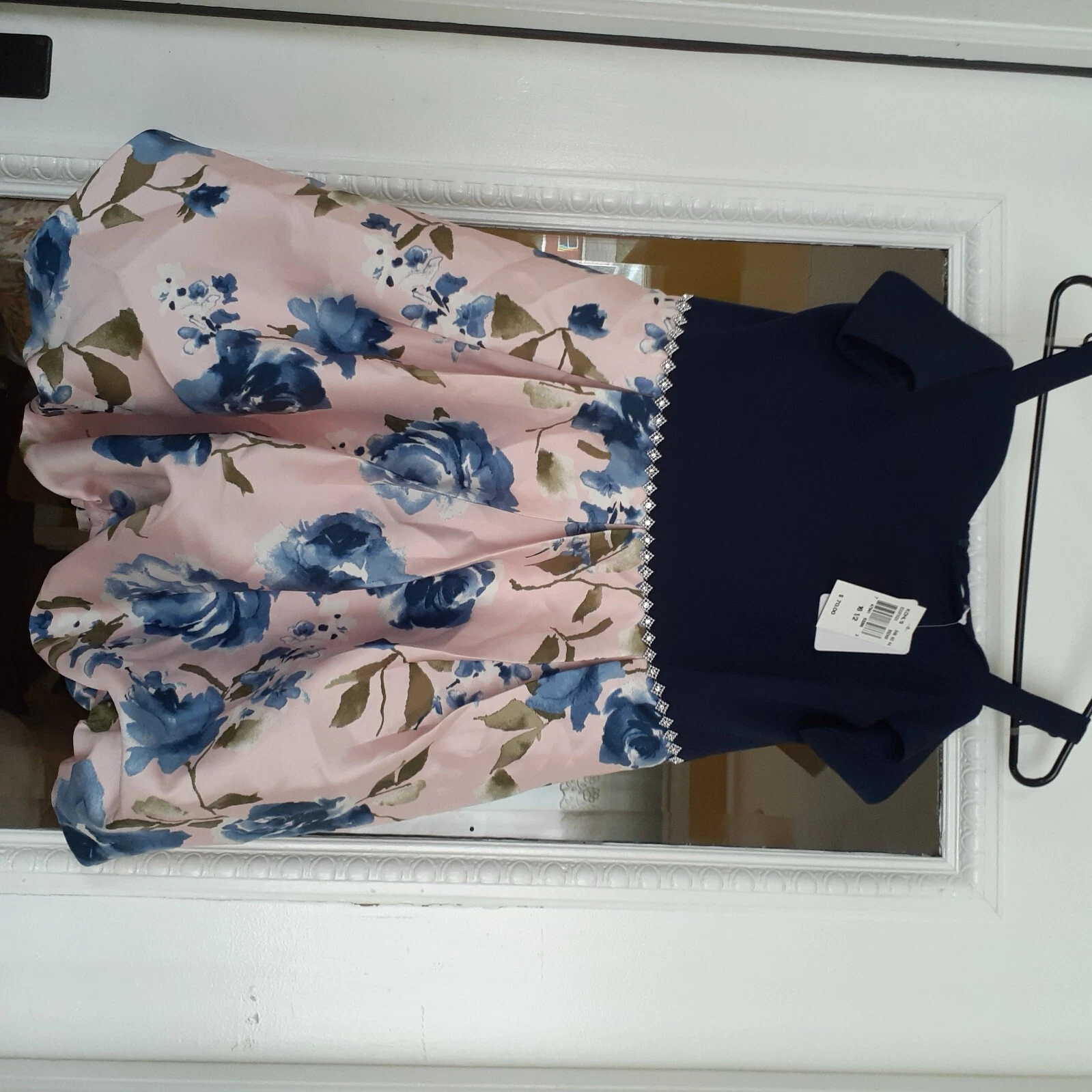 speechless kids formal dress, bubble skirt, navy and pink