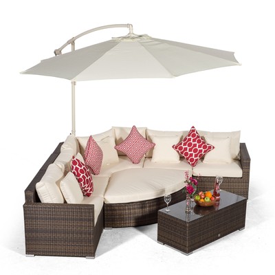Santorini 5 Seat Outdoor Rattan Corner Sofa Garden Furniture Daybed Ottoman Ebay