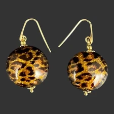 Vintage Murano Style Glass Animal Pattern Earings