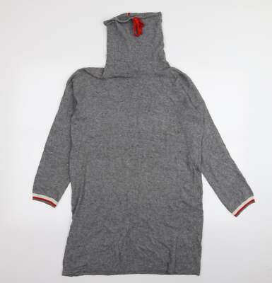 Benedetta B Damen Pulloverkleid grau Acrylmischung Größe S hochgeschlossen