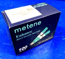 Box 100 Count Metene Enhance Test Strips Diabete Blood Glucose/ Exp 2024 / AS-IS