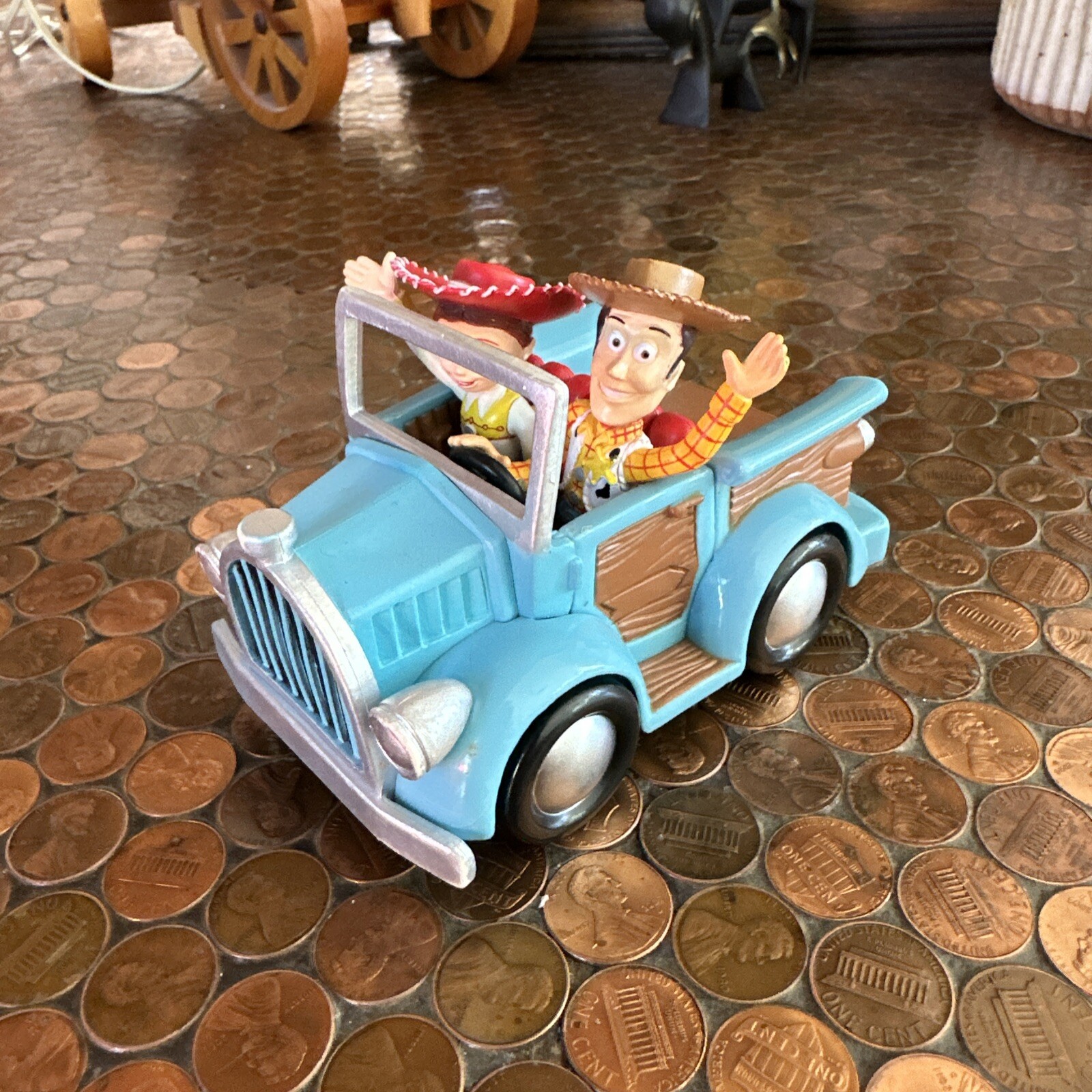 Toy story Jessie and Woody in a blue car Disney Pixar Disney Store