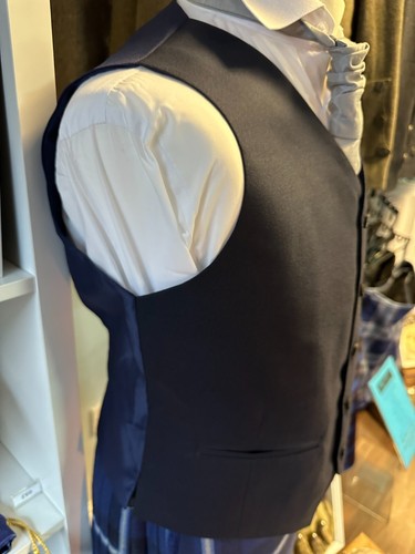 Scottish Argyle Kilt Jacket & Waistcoat in Navy Blue Crail Style in 40 Long £159 - Picture 9 of 10