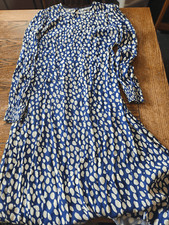 Reformation  Kellan Lolita blue&white Long Sleeve Midi Dress Size 12