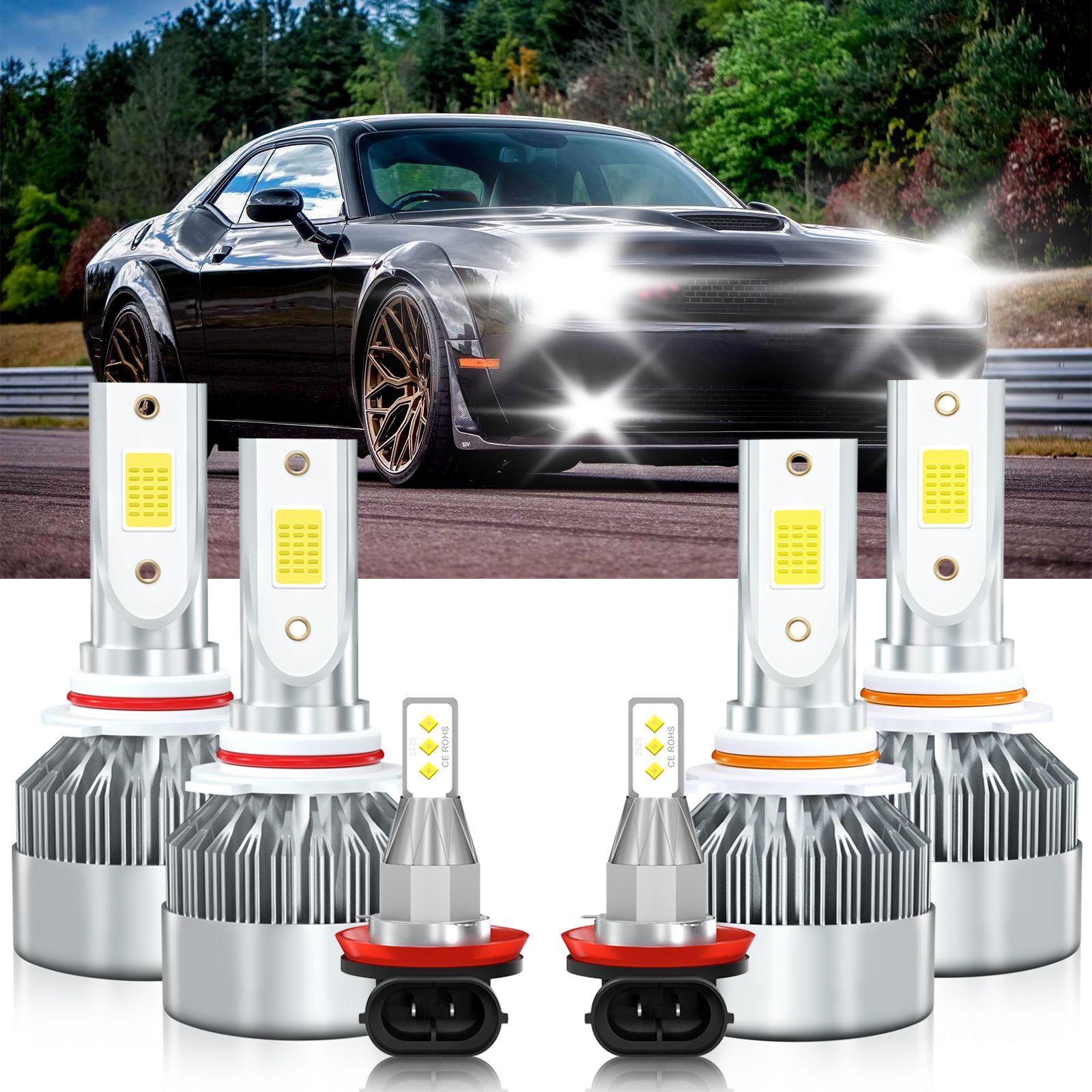 For Dodge Avenger 2013-2014 Combo LED Headlight High Low +Fog Light Bulbs Kit
