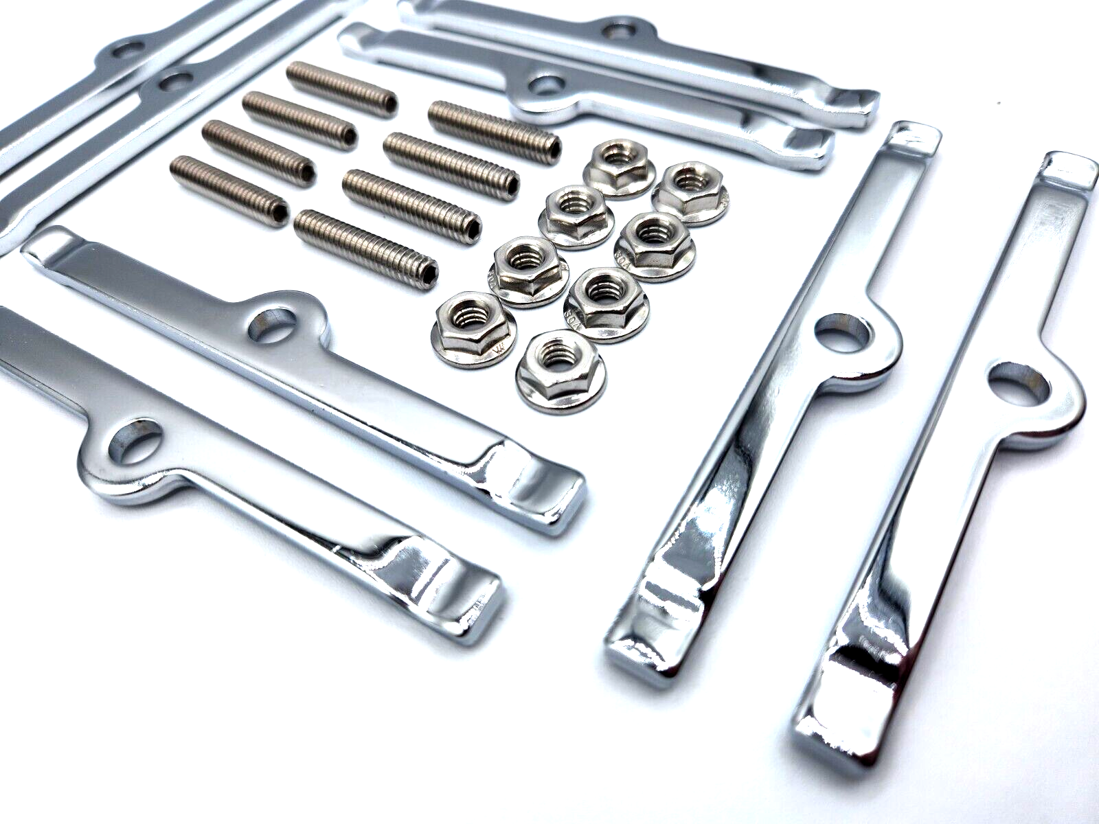 SB Chevy Stainless Valve Cover Studs, Nuts, Hold Down, Spreader Bars