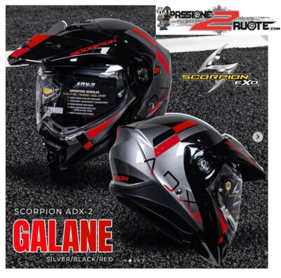 Scorpion Exo ADX-2 GALANE Modular Motorcycle Helmet Black Red Size L