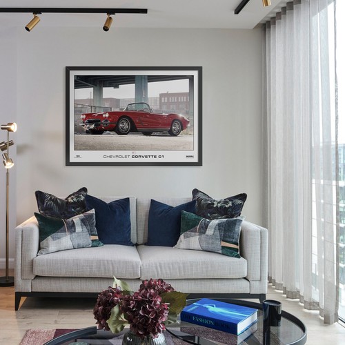 Póster Chevrolet Corvette C1 | 33x24" tamaño grande A1 | foto de coche viejo rojo, arte de pared - Imagen 2 de 5