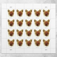 USPS NEW RED FOX  40C STAMP SHEET OF 20 MINT NEVER GINGED WITH ORIGINAL GUM