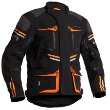 Image of LINDSTRANDS SUNNE BLACK ORANGE LAMINATED WATERPROOF CE AA MOTORCYCLE BIKE JACKET