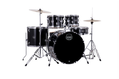 MAPEX Comet Rock Schlagzeug 5 Stück Dark Black mit flacher Hardware - CM5294FTCDK