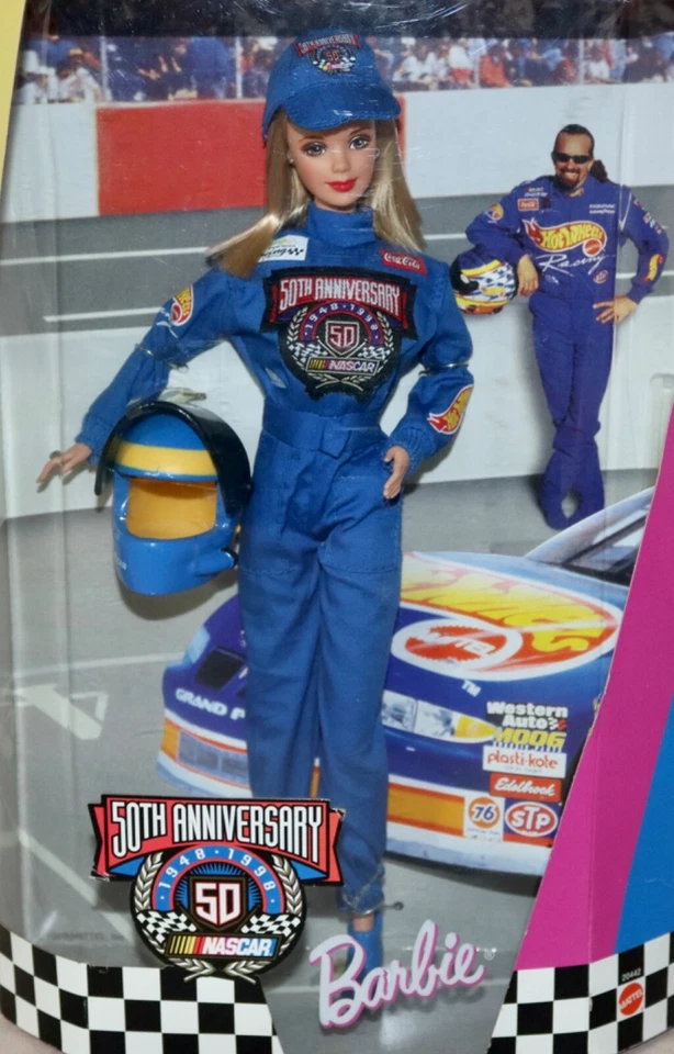 Barbie NASCAR 1998 50 aniversario edición coleccionista ~ rubia #20442 Foto 4 de 4