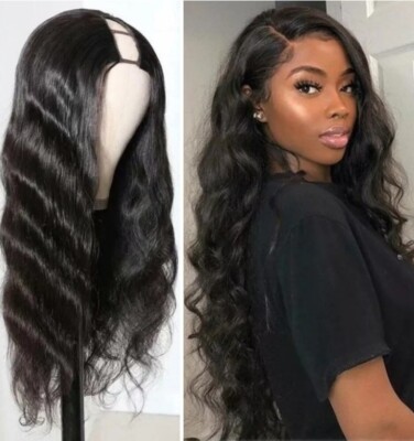  12AA U TEIL PERÜCKE 22 ZOLL BRASILIANISCH PERUANISCH REINES MENSCHLICHES HAAR 180 % BODYWAVE 1B UK