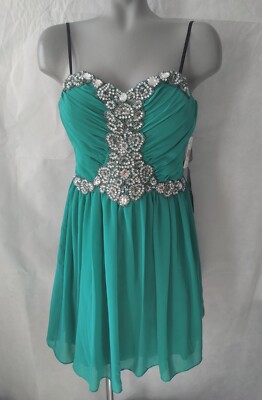 City Triangles Green Strapless Jeweled 4 Layer Gown Prom Dress Size 13 NWT $134