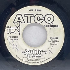 The Bee Gees The Lights Went Out In Massachusetts Sir Geoffrey 45 Pop Atco Promo