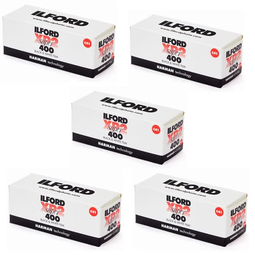 5 Rolls Ilford XP2 Super 400 120mm Black & White C41 Film FRESH DATE 