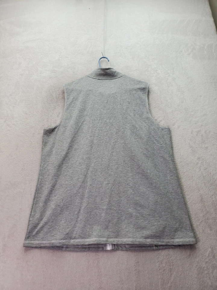 Quacker Factory Vest Women Large Gray Oversize Cotton Sleeveless Pocket Full Zip - Image 2 of 4