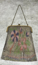 Antique 1920's Art Deco Lined Metal Mesh Purse Handbag, Made in Germany
