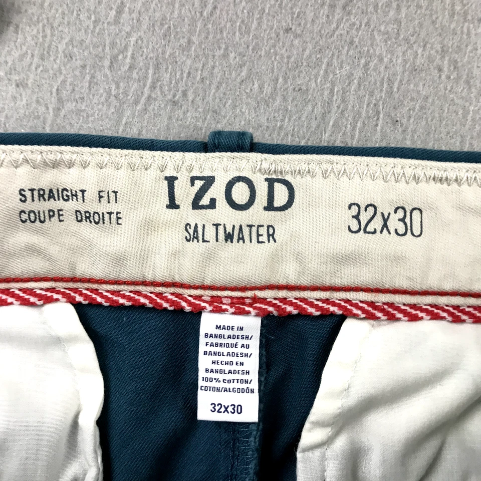 Pantalones chinos Izod de agua salada para hombre 32X30 azul mezcla de algodón elásticos calce recto nuevos con etiquetas Foto 2 de 4