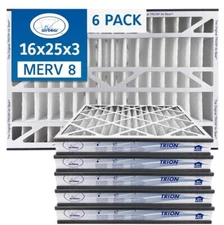 Trion Air Bear 255649-101 (6 Pack) Pleated Furnace Air Filter 16"x25"x3" MERV 8