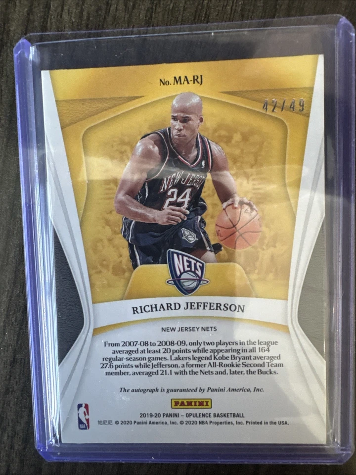 2019–20 Panini Opulence Ричард Джефферсон великолепный автограф #MA-RJ 42/49 - Изображение 3 из 4