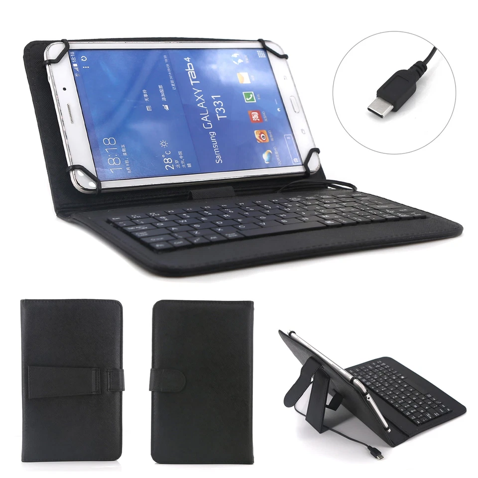 For Alcatel Joy Tab 2 8" 2020 Leather Stand Case With Type C Wired Keyboard US - Image 4 of 4