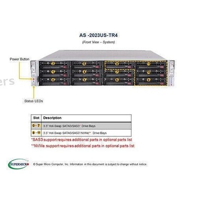 Supermicro AS-2023US-TR4 Server + 2x AMD 7H12 =128 Cores CPU, 512GB 3200MHz RAM