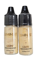 LUMINESS Airbrush System Make Up Brightener GLOW 0.25oz  2 bottles 
