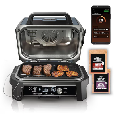 #ad Ninja Woodfire Pro Connect XL Electric Grill Smoker Air Fry Hot Deal $407.55