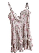 Renaissance Fair Roses Fairy Ethereal Floral Ruffle Tiered Feminine Dress Sz S