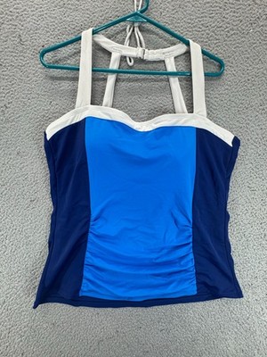 Bal Harbour Womens Tankini Bikini Swim Top Blue Colorblock Size XL