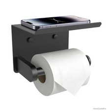 Matte Black Toilet Paper Roll Holder with Shelf SetSail Wall Mount