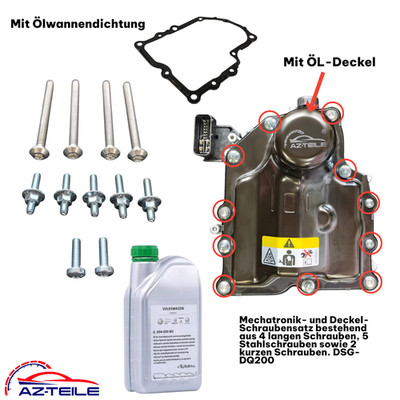 DSG DQ 200 Komplettlösung mit VAG DSG Öl, Deckel, Dichtung und Schrauben 