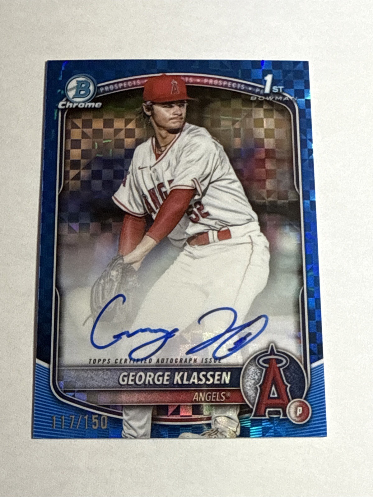 2025 1st Bowman Chrome Blue XFractor George Klassen Auto 117/150 RC SP Angels