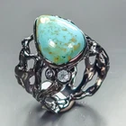 Jewelry ring Natural Turquoise Ring 925 Sterling Silver Size 8 /R463908