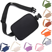 WITROMAN Everywhere Belt Bag - Black Nylon Crossbody Fanny Pack Waist Bag Travel