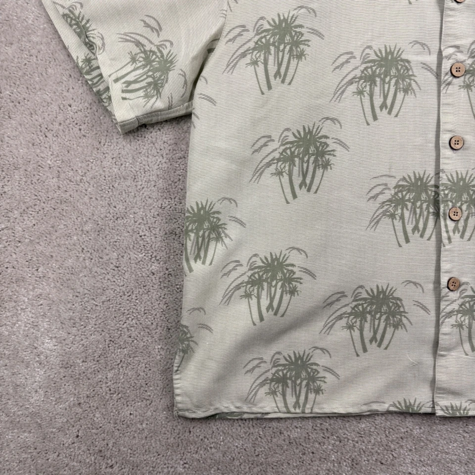 Joe Marlin Hawaiian Shirt Mens Size Large Green Short Sleeve Button Up Palm Tree - Image 2 of 4