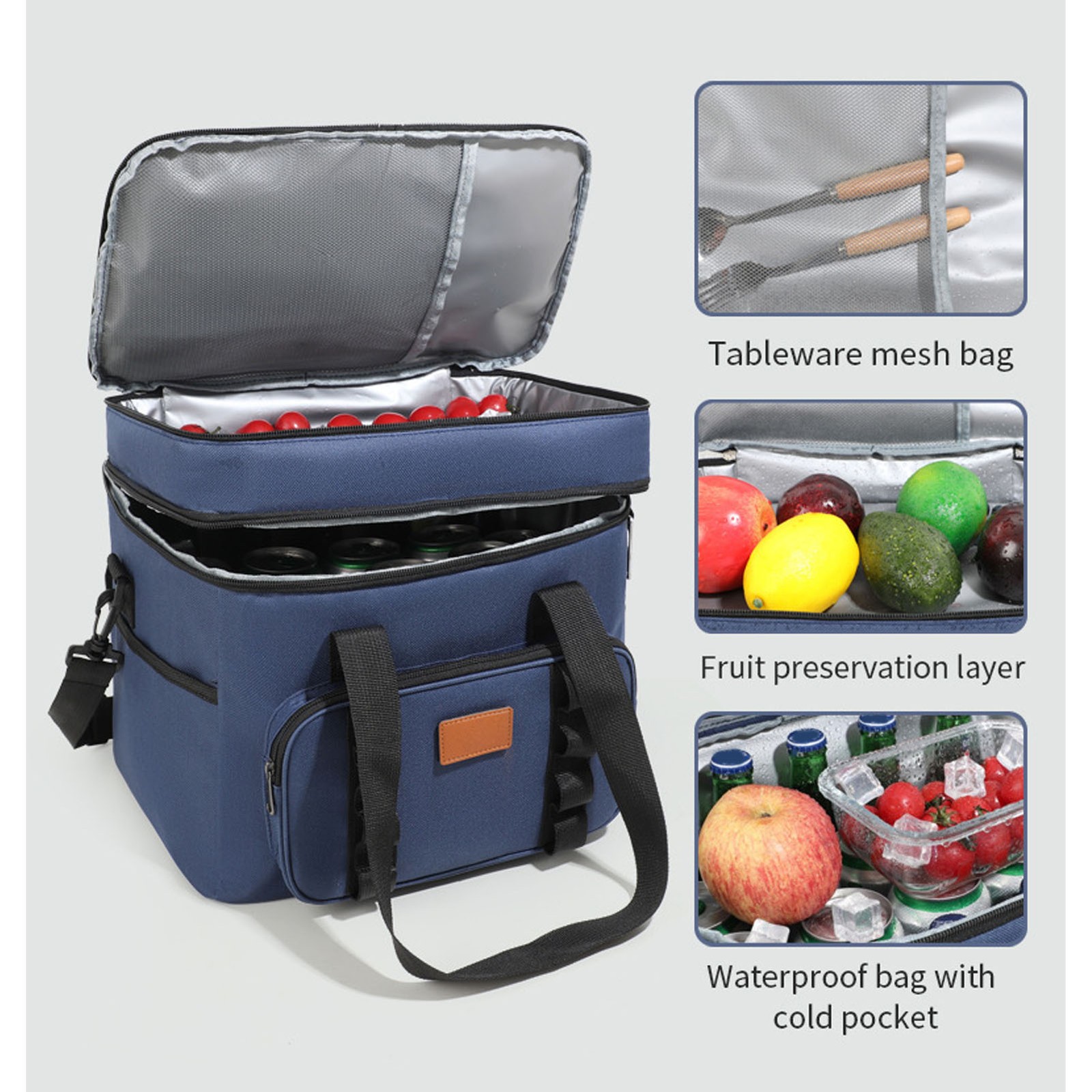 Insulated Cooler Bag 23L Large Capacity Waterproofing Multipurpose Portable TOU