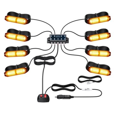 8x Frontblitzer 12 Blinkmodi LED Blitzlicht Warnleuchte Strobe Licht 12V 24V KFZ
