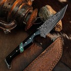 8.7" inch Damascus Tactical Knife Full Tang Resin Handle Blade Leather Sheath — photo 7