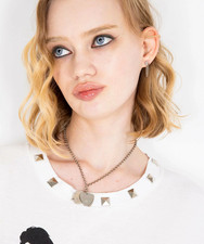 HYSTERIC GLAMOUR Woman on Skull Guitar Pick Necklace Pendant Jewelry  New Japan