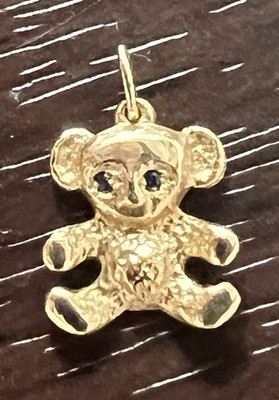 2gr signiert von JCF massiver 14k Gold Saphir Teddybär ODER Panda Charm 14mm oder 0,75''