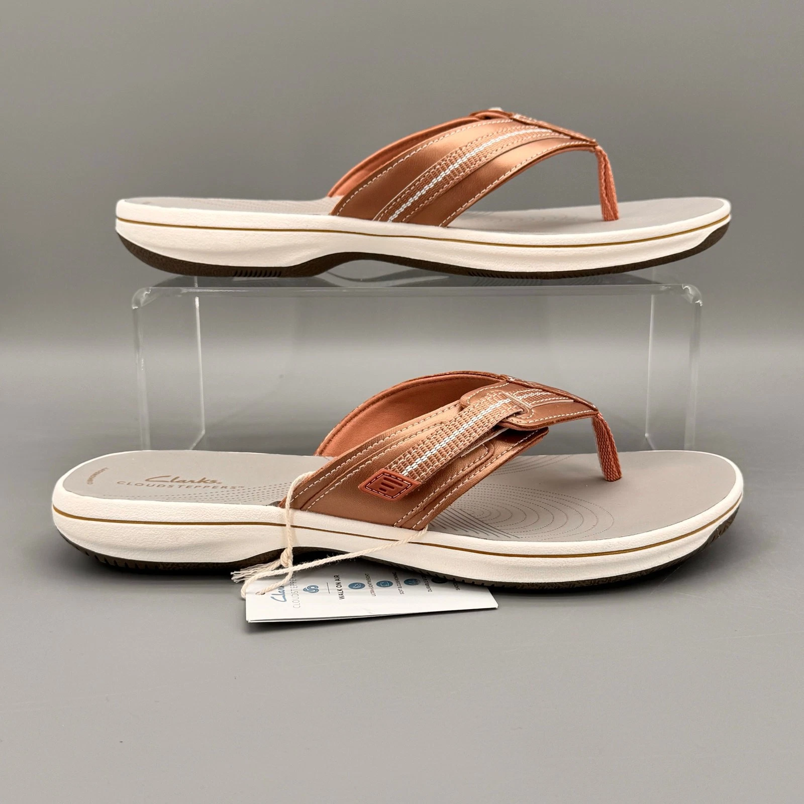 NUOVI sandali infradito Clarks donna Brinkley Flora oro rosa taglia 10M