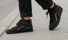 Canvas Studd Detail High Top Lace Up NEW Size 5 Cute Pumps Trainers Sneakers New