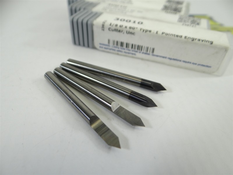 4 NEW ASSORTED HTC SOLID CARBIDE ENGRAVING CUTTERS 1/8" X 60° 