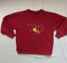 Vintage 90's Looney Tunes Crewneck Sweatshirt Youth 7/8 Red Tweety Cut tag