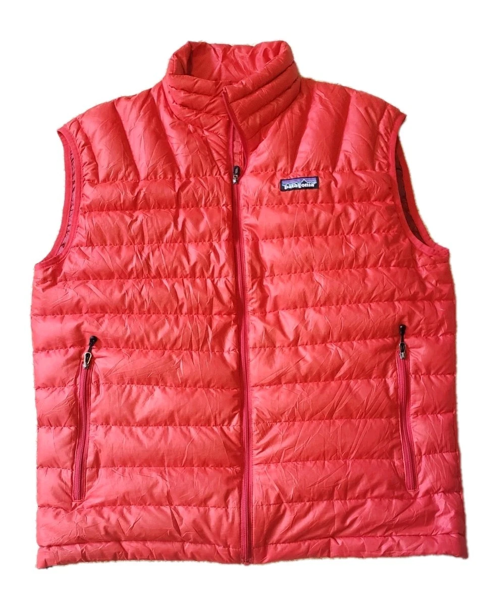 Patagonia Down Sweater Vest Mens Medium Red Quilted Puffer Full Zip Hiking 84621