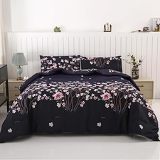 Navy Blue Floral Comforter Set 3 Pieces, Soft Queen Floral Navy Blue